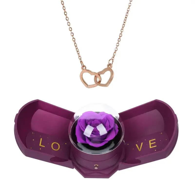 Set regalo rosa eterna e collana incisa