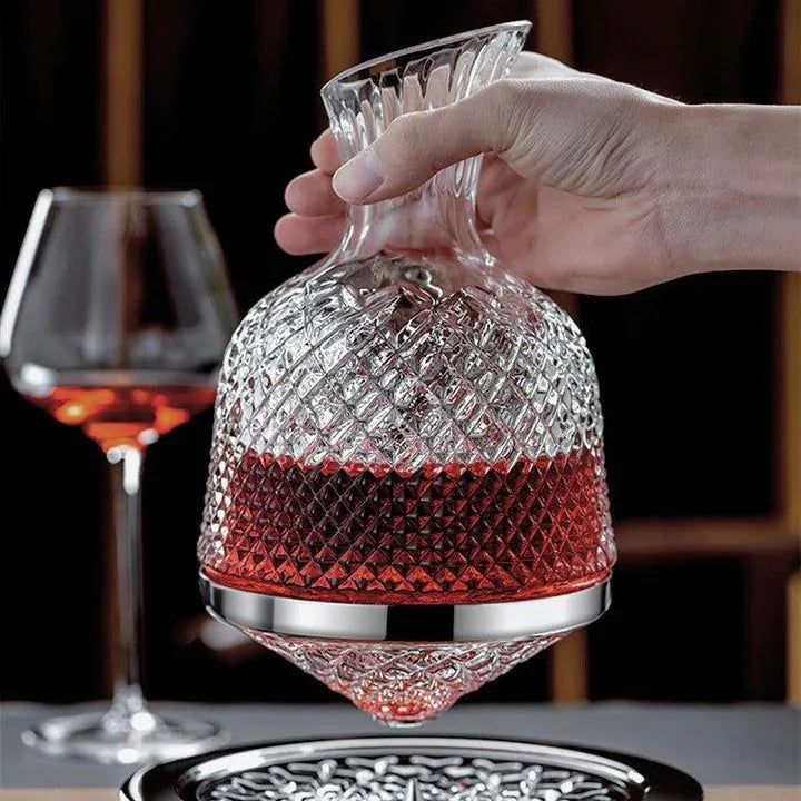 LuxeDecant™ - Kristall Hand geblasener Weindekanter rotierende a 360 gradi