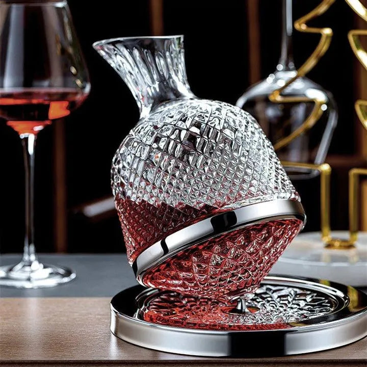 LuxeDecant™ - Kristall Hand geblasener Weindekanter rotierende a 360 gradi