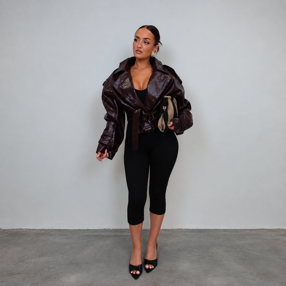 Trench Court Effet Croco Femme