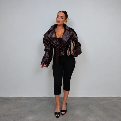 Trench Court Effet Croco Femme