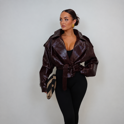 Trench Court Effet Croco Femme