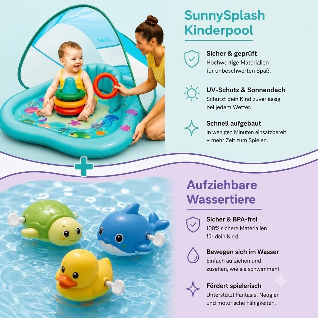 Aufblasbares Kinderplanschbecken mit Wasserstrahlen