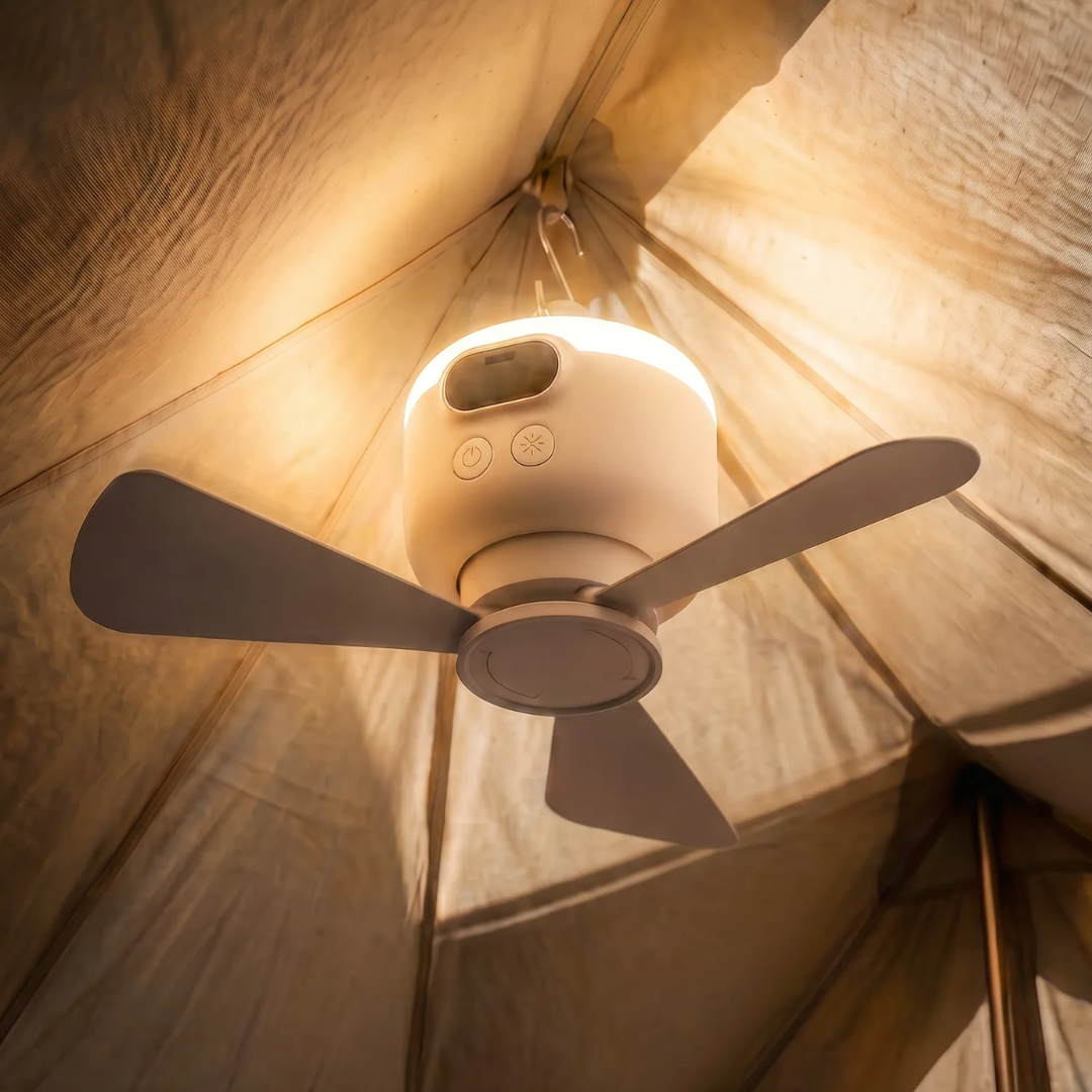 Tragbarer, wiederaufladbarer Ventilator mit LED und Fernbedienung