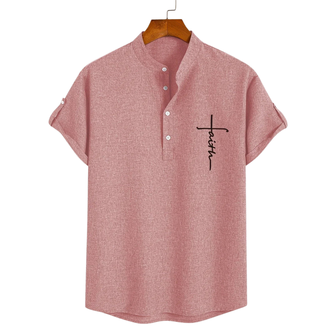 Chemise élégante à manches courtes et col montant