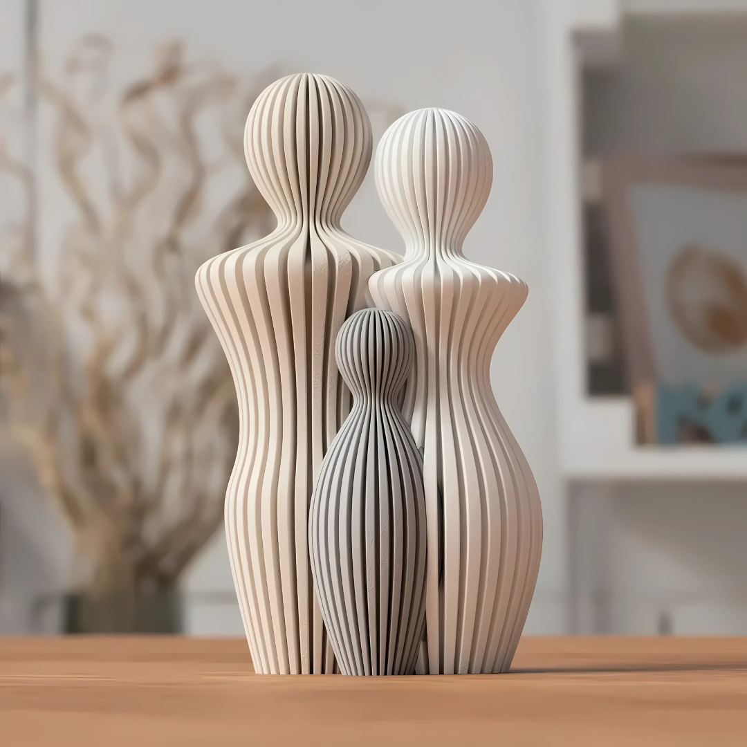 Sculpture Famille Personnalisable Minimaliste en Bioplastique