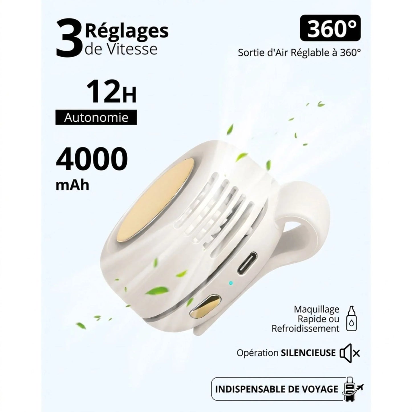 Ventilateur portable à clip USB