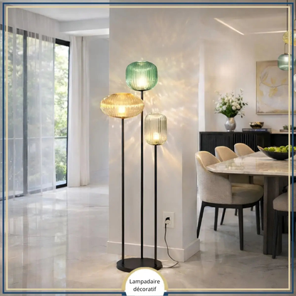 Lampadaire décoratif en verre texturé