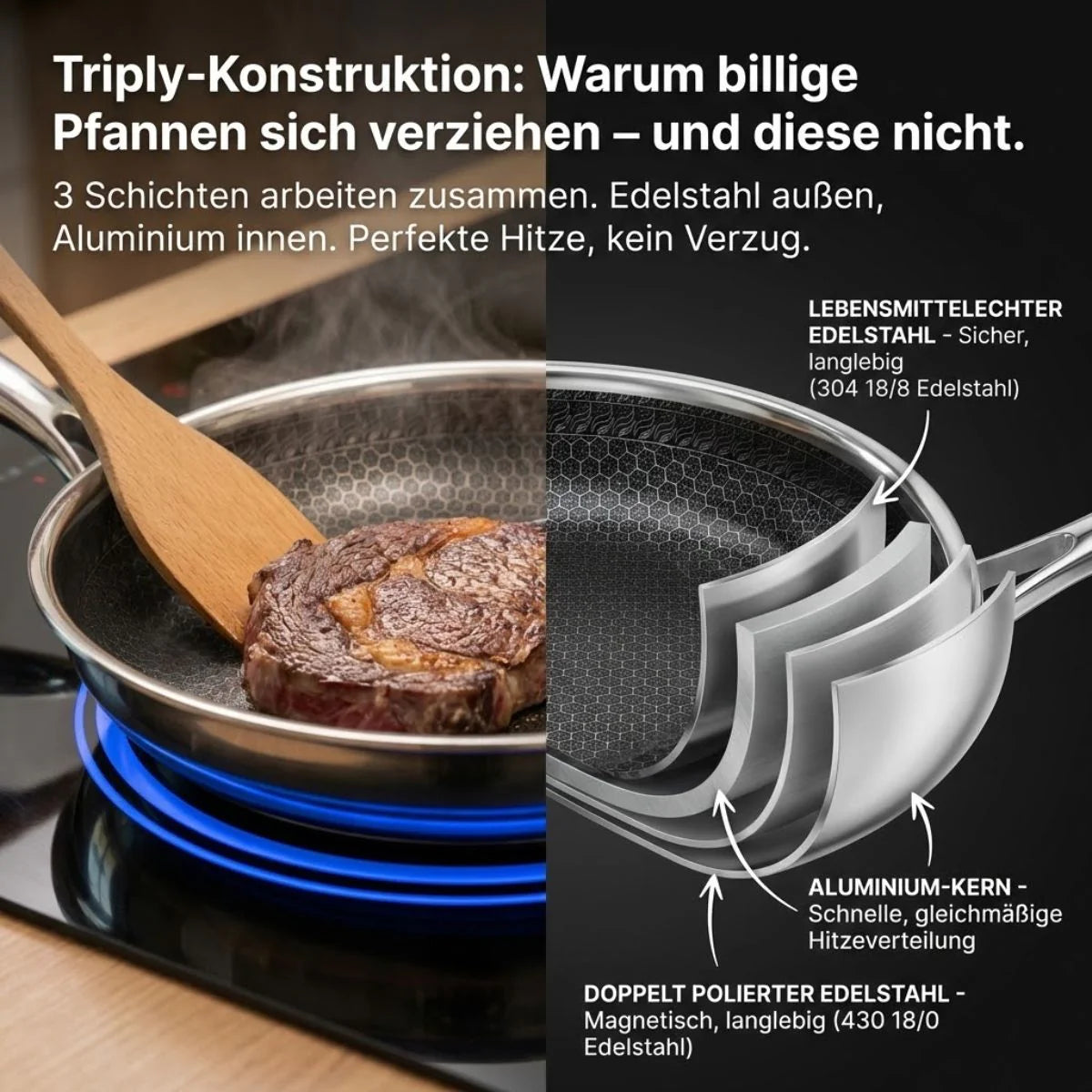 Poêle en acier alvéolé 28 cm sans PFAS