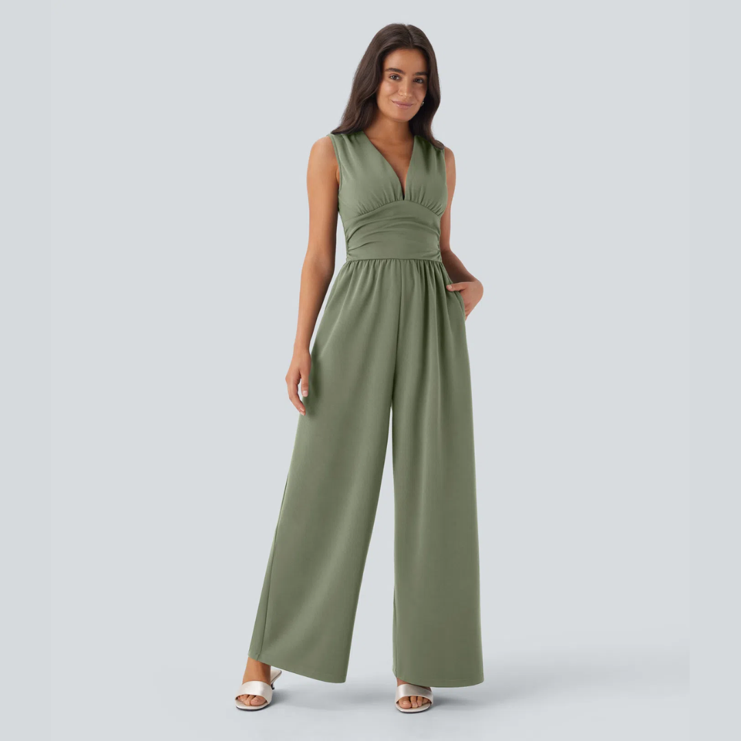 Eleganter ärmelloser Overall aus Satin