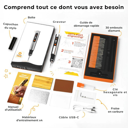 Stylo de gravure personnalisable multi-surfaces