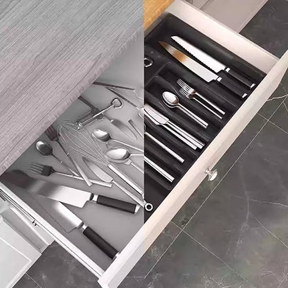 Ausziehbarer und verstellbarer Schubladenorganizer für die Küche