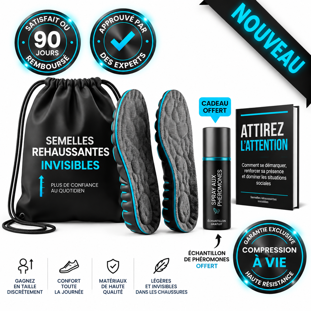 Semelles rehaussantes invisibles homme