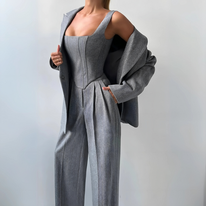 Elegantes 3-teiliges Damen-Set mit Blazer und Hose