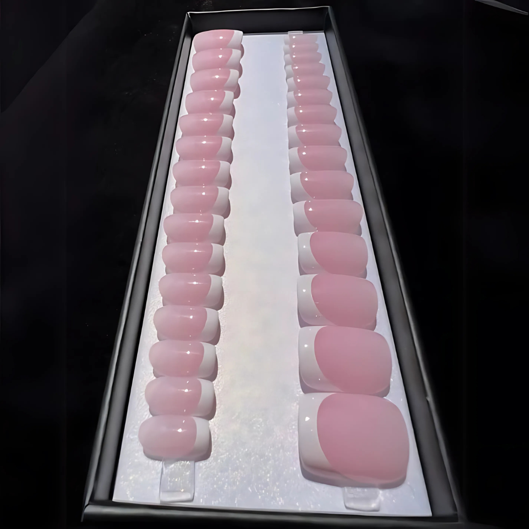 Set d'Ongles Blancs Extra Courts - Finition Naturelle