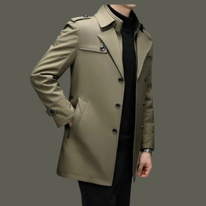 Trench-coat mi-long pour homme avec doublure amovible