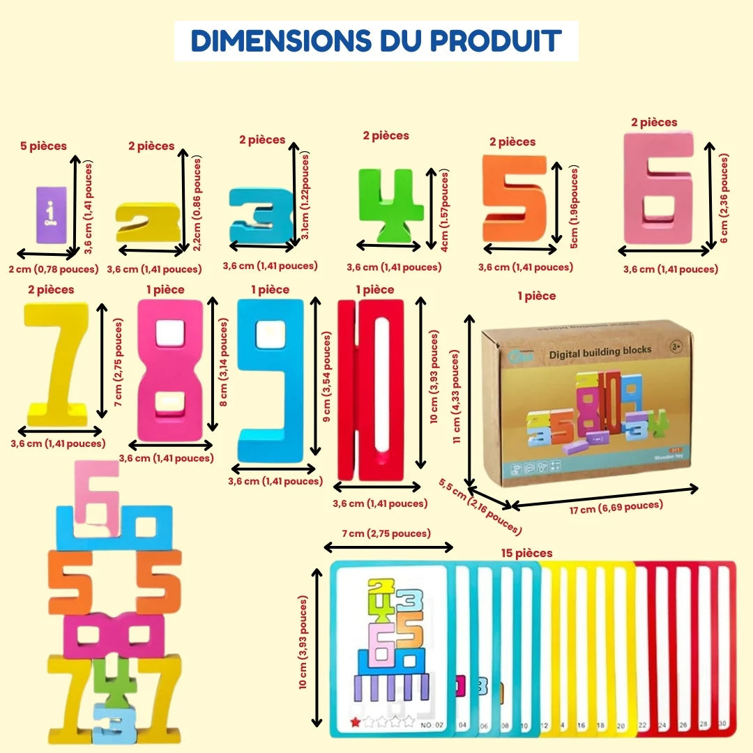Blocs de Construction en Bois avec Chiffres
