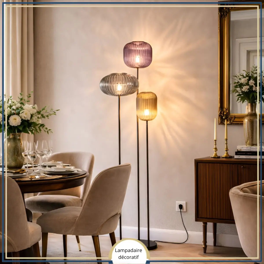 Lampadaire décoratif en verre texturé