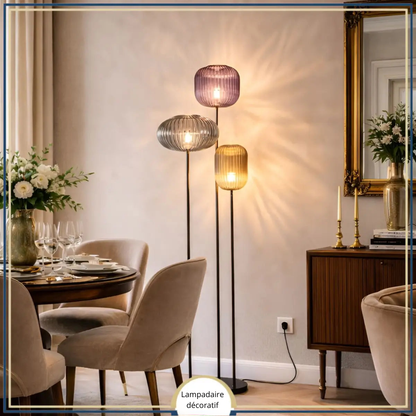Lampadaire décoratif en verre texturé