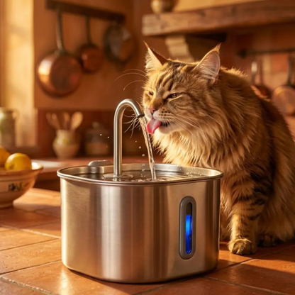 Katzen-Trinkbrunnen aus Edelstahl