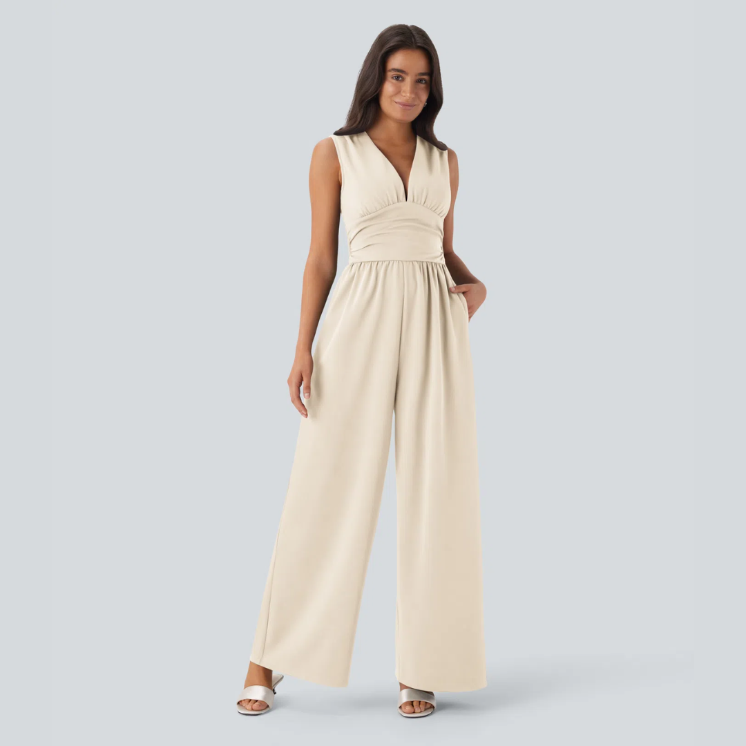 Eleganter ärmelloser Overall aus Satin