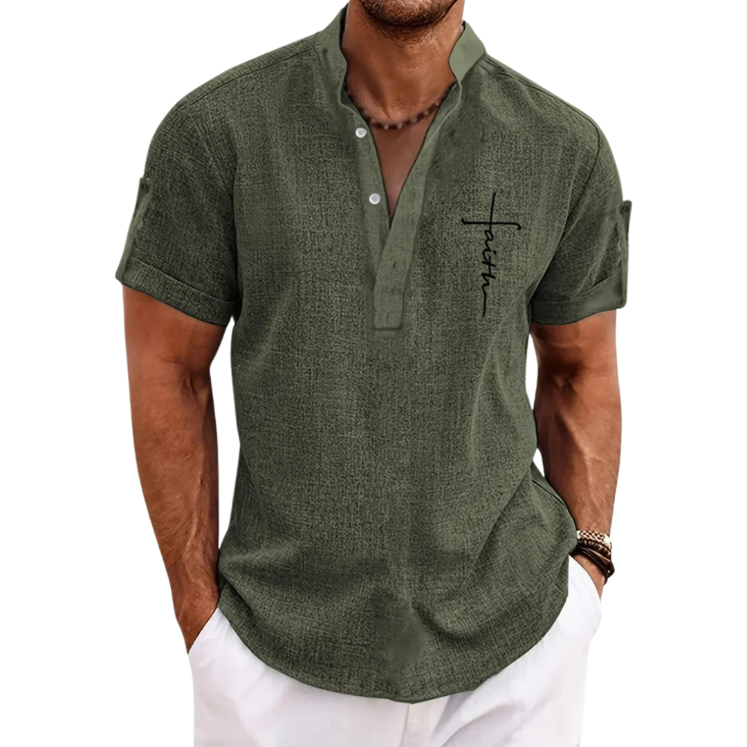 Chemise élégante à manches courtes et col montant