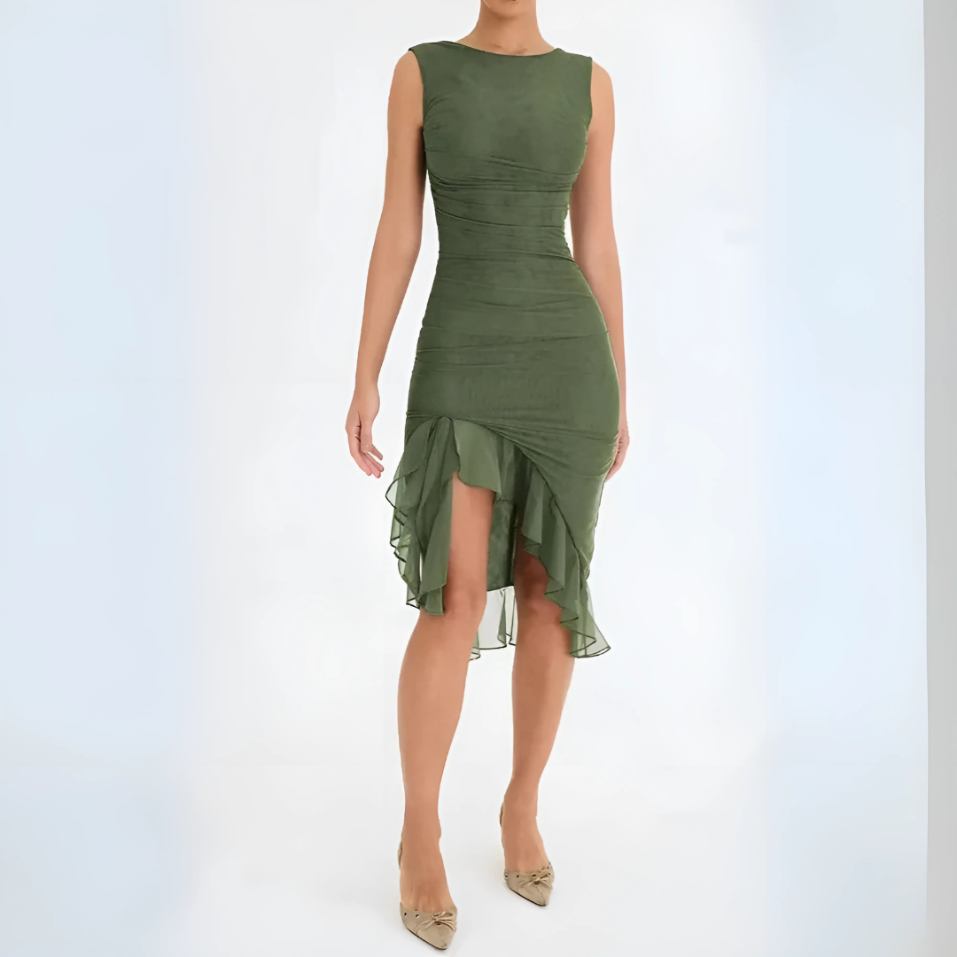 Elegantes Rüschen-Midikleid für besondere Anlässe