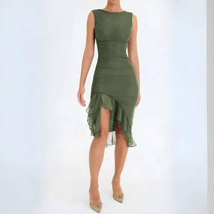 Elegantes Rüschen-Midikleid für besondere Anlässe