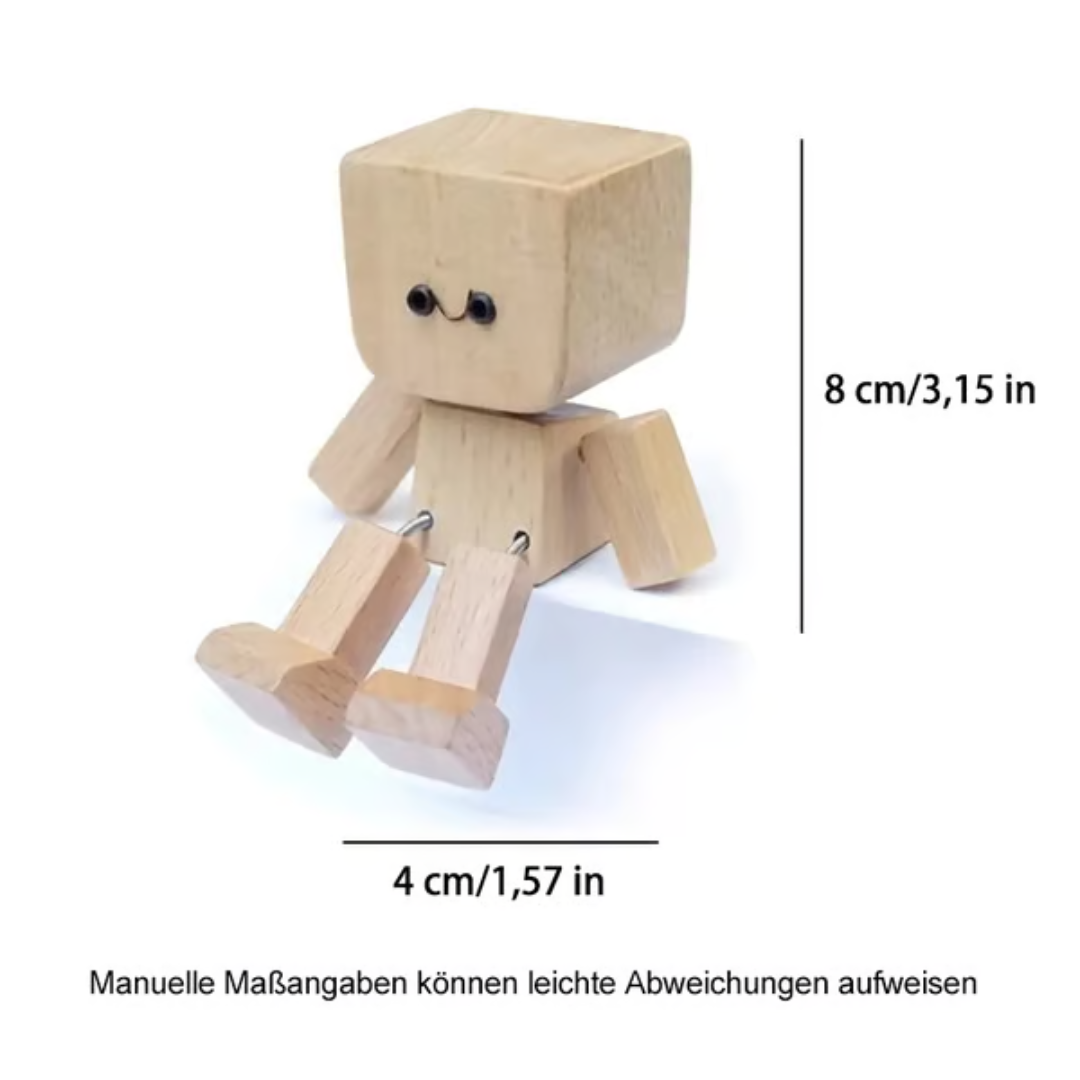 Bewegliche Holzfigur mit magnetischen Gesichtsausdrücken
