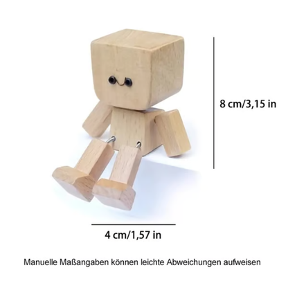 Bewegliche Holzfigur mit magnetischen Gesichtsausdrücken
