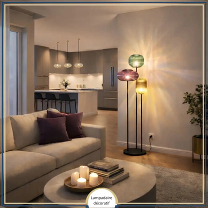 Lampadaire décoratif en verre texturé