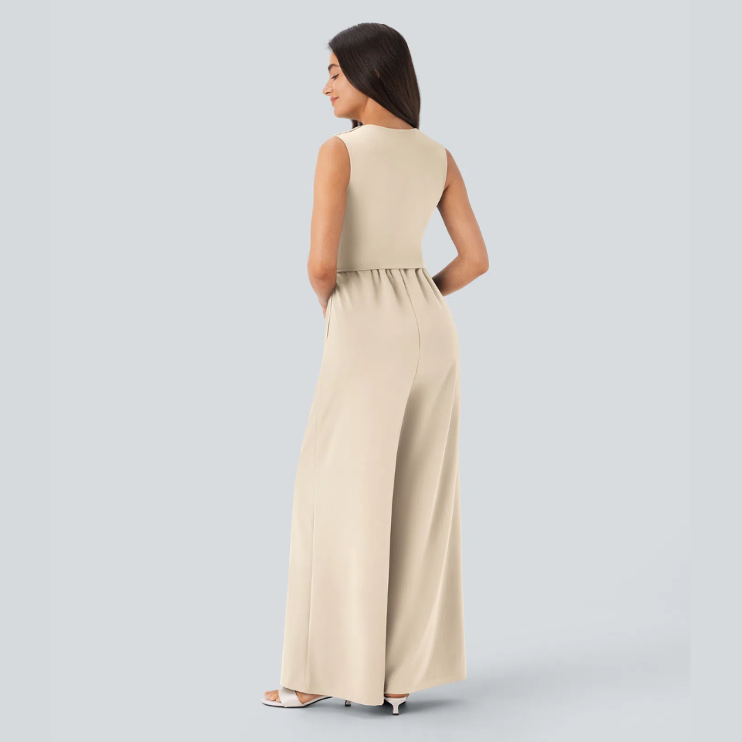 Eleganter ärmelloser Overall aus Satin