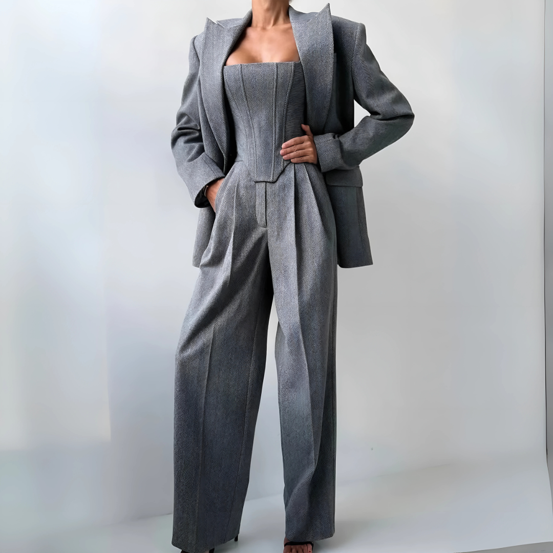 Elegantes 3-teiliges Damen-Set mit Blazer und Hose