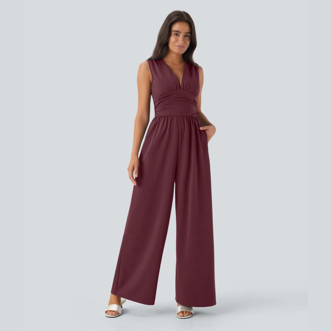 Eleganter ärmelloser Overall aus Satin