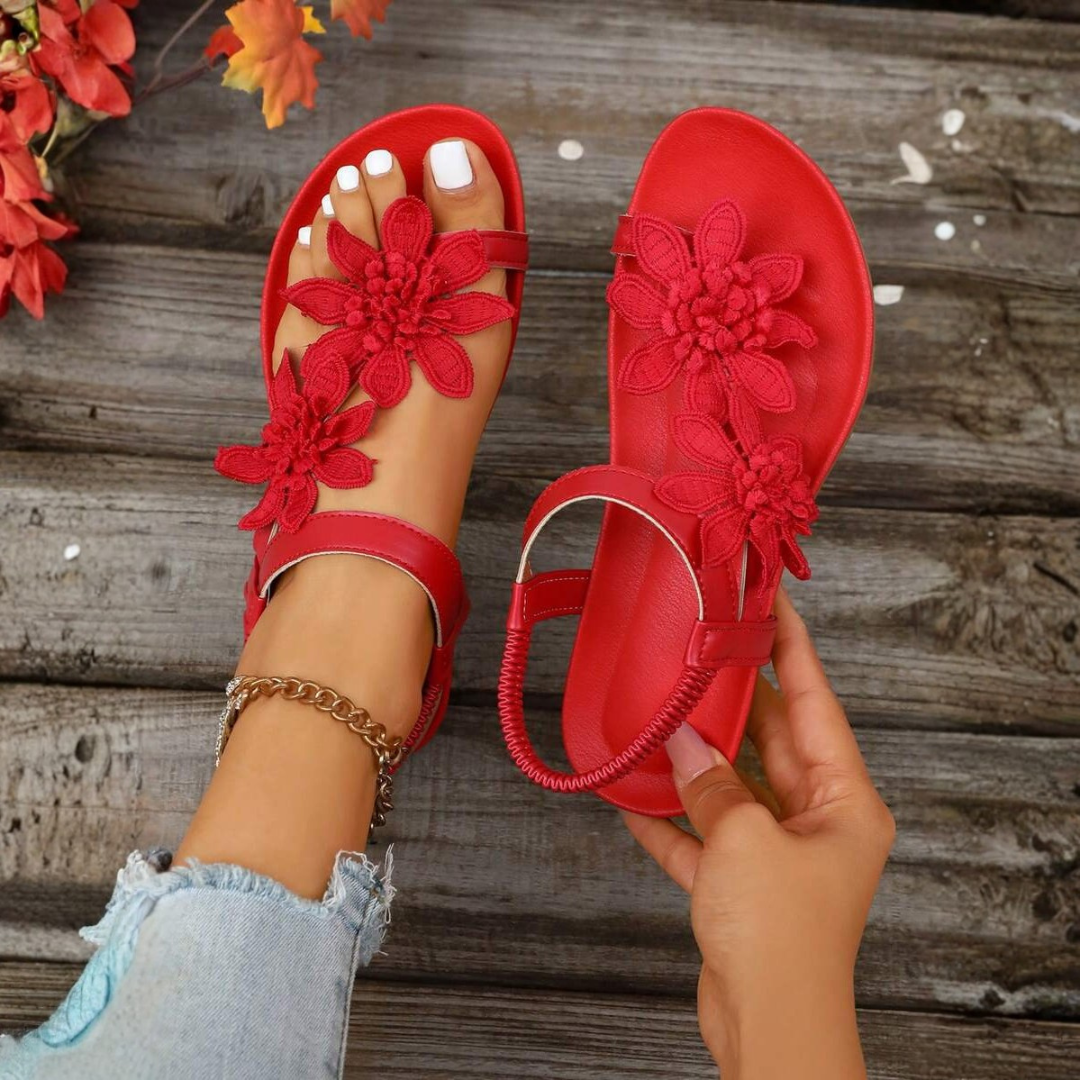 Bequeme Sandalen mit Blumenmuster für Damen