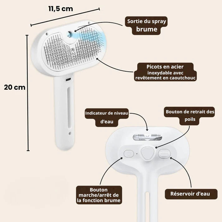 Brosse Vapeur Douce pour Chiens & Chats