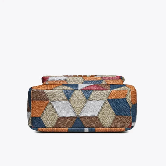 Patchwork-Handtasche aus strukturiertem Leder