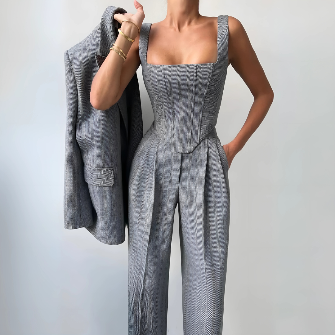 Elegantes 3-teiliges Damen-Set mit Blazer und Hose