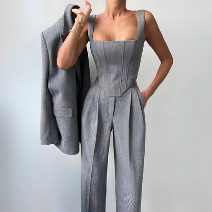 Elegantes 3-teiliges Damen-Set mit Blazer und Hose
