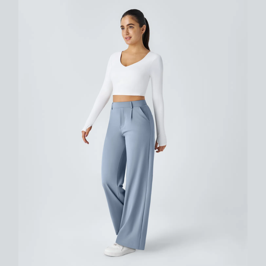 Pantalon large taille haute femme