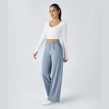 Pantalon large taille haute femme