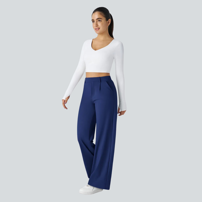 Pantalon fluide taille haute femme