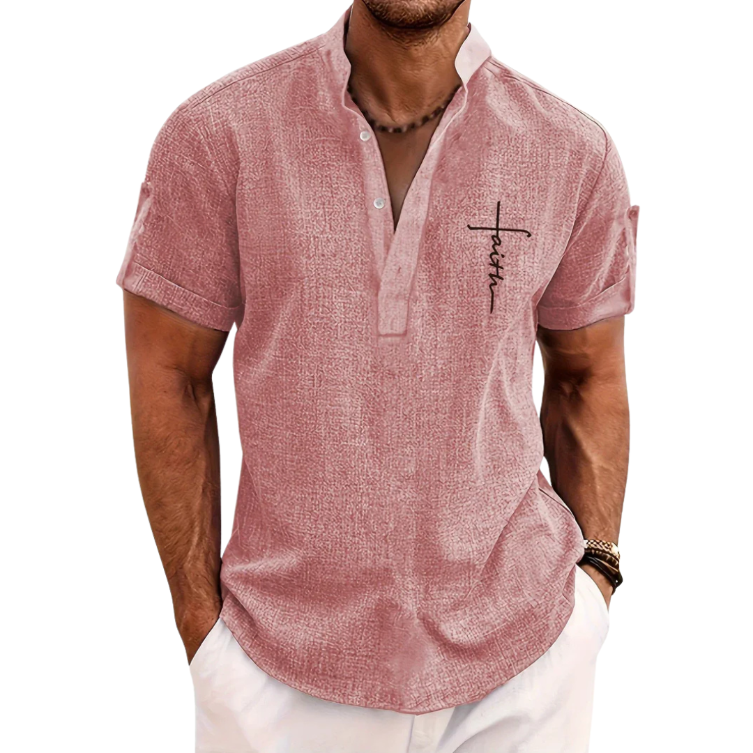 Chemise élégante à manches courtes et col montant