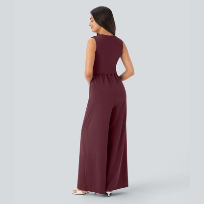 Eleganter ärmelloser Overall aus Satin