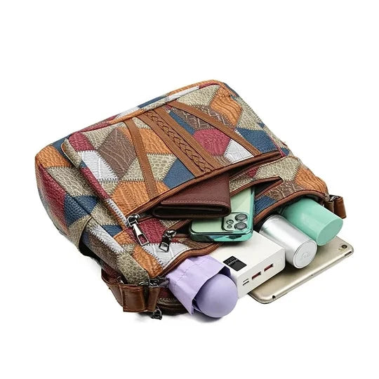 Patchwork-Handtasche aus strukturiertem Leder