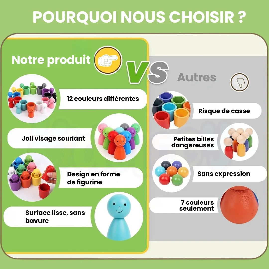 Jeu Montessori en Bois pour Apprendre les Couleurs