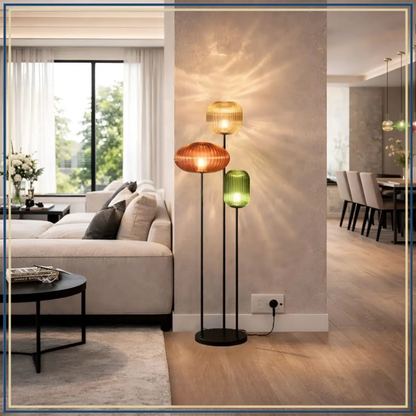 Lampadaire décoratif en verre texturé