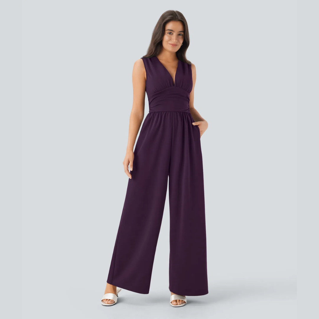 Eleganter ärmelloser Overall aus Satin