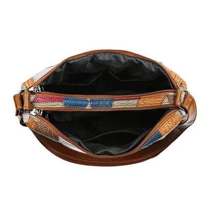 Patchwork-Handtasche aus strukturiertem Leder