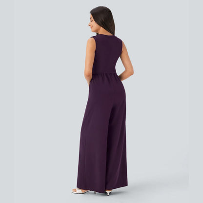 Eleganter ärmelloser Overall aus Satin